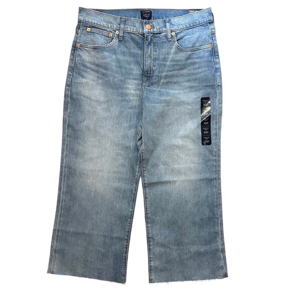 NWT J.Crew Wide Leg Cropped Jean In All Day Stretch Spring Storm Wash Size 30P - Picture 3 of 8